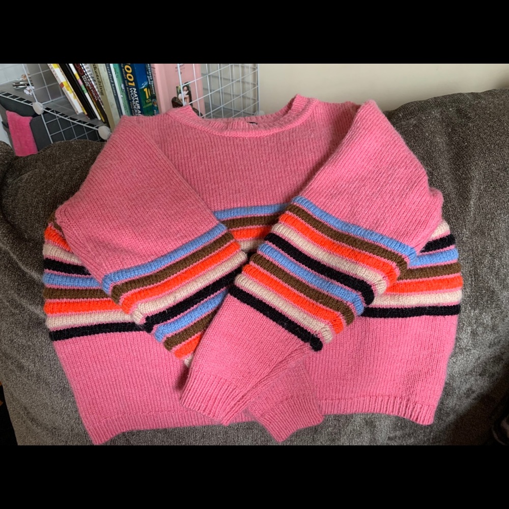 Cute Pink Striped Sweater!